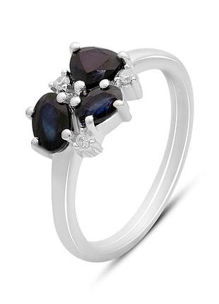 Серебряное кольцо высокогокачества с натуральным сапфиром 1.548ct, вес изделия 2,72 гр (2172673) 17 размер