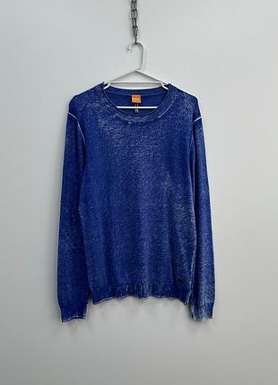 Крутий джемпер светр hugo boss orange kolfos cotton/silk garments lightweight jumper sweater blue/white