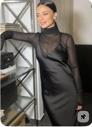 Платье-комбинация zara атлас