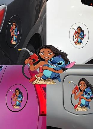 Автомобильная наклейка 3d лило и стич lilo and stitch 10x10см
