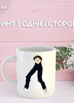 Кружка євангеліон сіндзі ікарі з принтом керамічна чашка evangelion shinji ikari аніме 330 мл