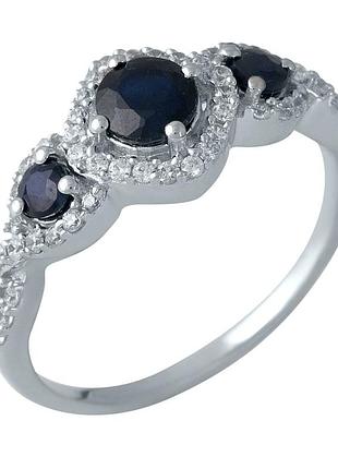 Серебряное кольцо высокогокачества с натуральным сапфиром 1.461ct, вес изделия 2,93 гр (1987636) 17 размер