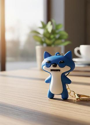 Брелок фуглер fuggler синяя подозрительная лиса funny ugly monster фигурка игрушка для ключей, рюкзака, сумки 5 см
