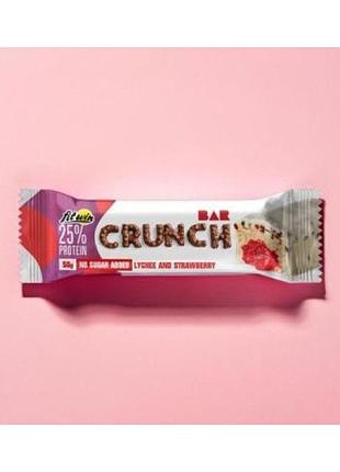Батончик fitwin crunch bar 25% личи-клубника 1шт 50 грамм (без сахара)(5322403)