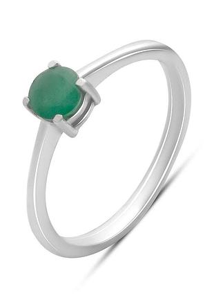 Серебряное кольцо высокогокачества с натуральным изумрудом 0.381ct, вес изделия 1,58 гр (2179962) 17 размер