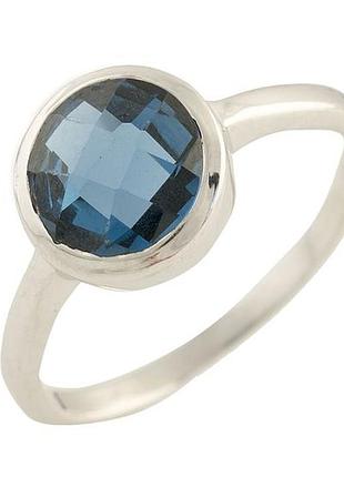 Серебряное кольцо высокогокачества с топазом лондон блю 0.633ct, вес изделия 2,73 гр (0567839) 17.5 размер