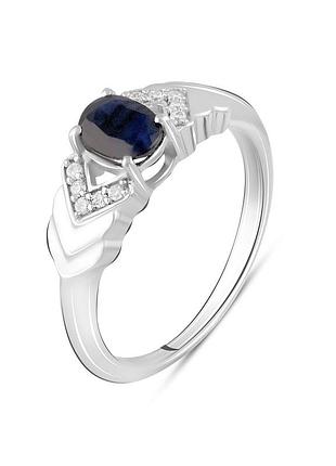Срібне кільце високої якості з натуральним сапфіром 1.058ct, вага виробу 2,74 г (2103738) 17.5 розмір
