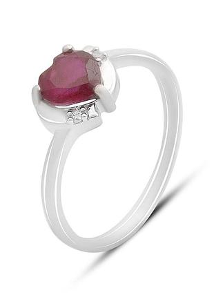 Срібне кільце високої якості з натуральним рубіном 1.055ct, вага виробу 1,76 г (2172710) 17.5 розмір 1.73, 16.5