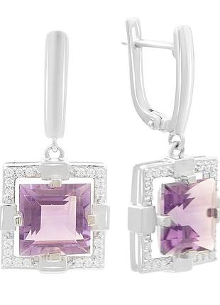 Серебряные серьги высокогокачества с натуральным аметистом 9.4ct (2163206)