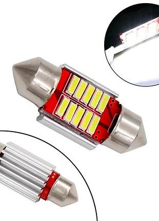 Led c5w c10w 31мм лампа в автомобиль, 10 smd 4014, с обманкой canbus, белый