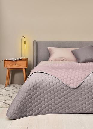 Покрывало на кровать 240x260 евро silhouette ideia двустороннее прочная стежка, антиаллергенное беж