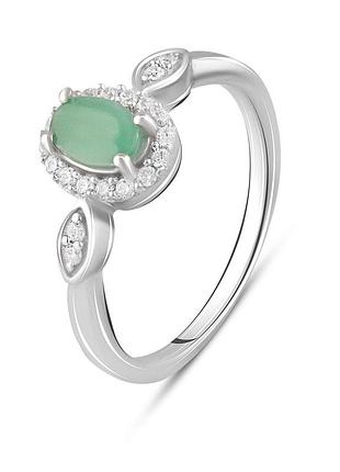 Срібне кільце високої якості з натуральним смарагдом 0.669ct, вага виробу 2,34 г (1971932) 17 розмір 2.23, 17.5