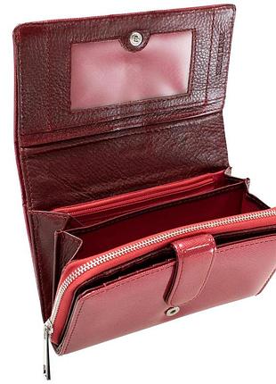 Кожаный женский кошелек красный лакированный semi line rfid red