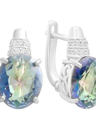 Серебряные серьги высокогокачества с мистик топазом 6.913ct (2190462)
