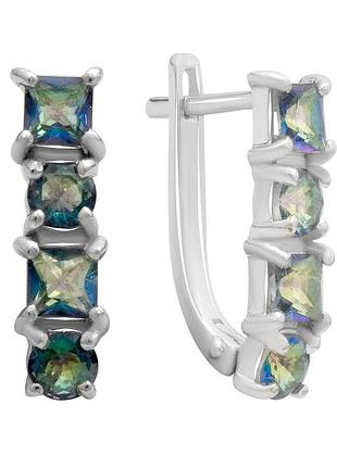 Серебряные серьги высокогокачества с мистик топазом 1.8ct (2179184)
