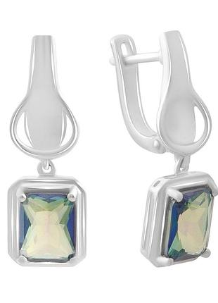 Срібні сережки високої якості з містик топазом 3.175ct (2191247)