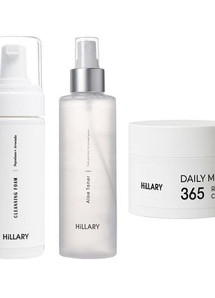 Комплект базового ухода для сухой и чувствительной кожи лица hillary basic skincare set for dry & sensitive