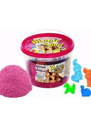 Кинетический песок "magic sand", 500 г, с формочками (розовый)