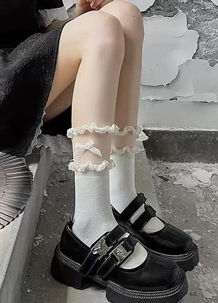 Шкарпетки  білі з бантиками рюшами coquette lolita