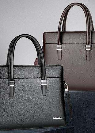 Качественный мужской деловой портфель для документов черный коричневый, мужская сумка а4 эко кожа(ps)