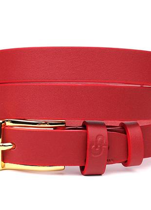 Яркий тонкий кожаный ремень для женщин grande pelle 22951 красный