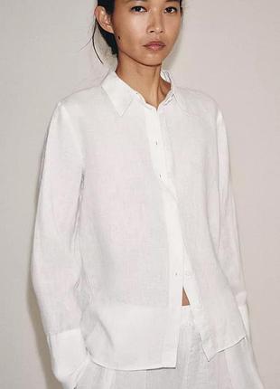 Сорочка жіноча біла лляна zara new