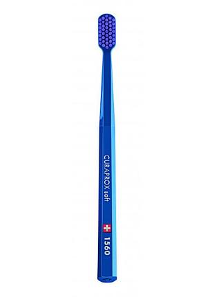 Зубная щетка curaprox cs 1560 soft, d 0,15 мм 04 зубная щетка темно-синяя/щетина фиолетовая
