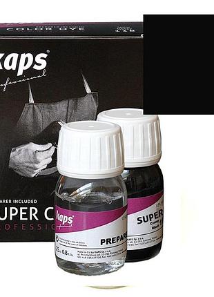 Краска для обуви + средство для подготовки к покраске kaps super color + preparer 25 ml 118 black