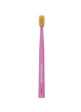 Зубная щетка curaprox cs 5460 ultra soft, d 0,10 мм 12 зубная жетка розовая/щетина желтая