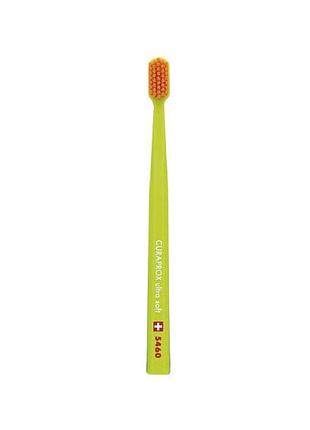 Зубная щетка curaprox cs 5460 ultra soft, d 0,10 мм 32 зубная щетка зеленая/щетина оранжевая
