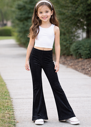 Велюрові чорні штани, брюки кльош, на дівчинку, зріст 134, 8 років