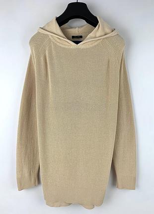 Чоловіче однотонне легке вʼязане худі з капюшоном на манжетах massimo dutti розмір l