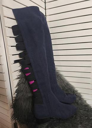 Nine west, us10 синие ботфорты