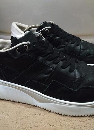 Мужские кожаные кроссовки the kooples black white platform sneakers originals