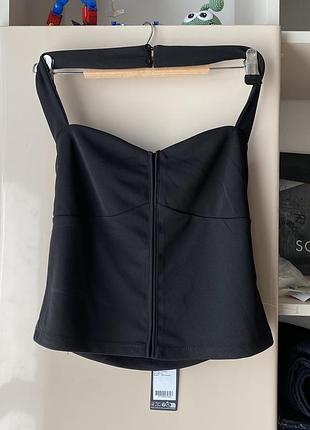 Чёрный топ с открытой спиной vero moda не zara mango cos