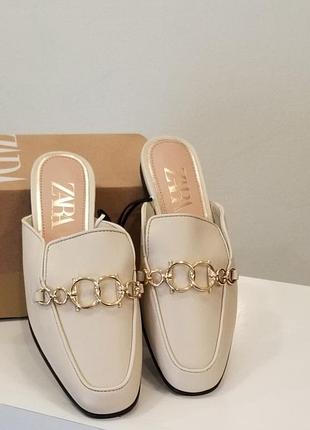 Кожаные шлепанцы zara 35 размер 40 размер 100% натуральная кожа