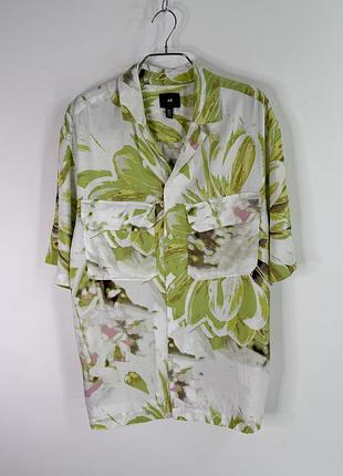 H&m floral print short-sleeved lyocell shirt with pocket m size