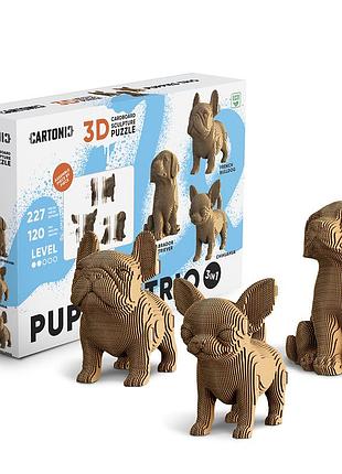 Картонний 3d пазл-конструктор "cartonic 3d puzzle puppies trio" цуценята 3в1