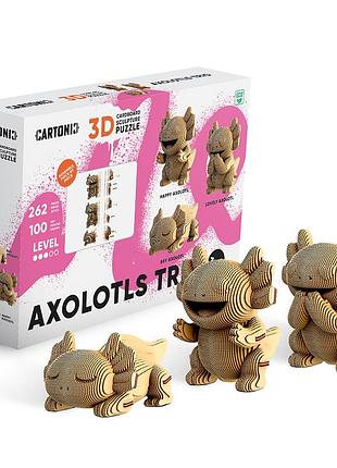 Картонный 3d пазл-конструктор "cartonic 3d puzzle axolotls trio" аксолотли 3в1