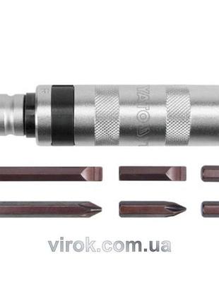 Викрутка реверсивна ударна yato : цільнометалева, 6 насадок, квадрат1/2". набір 7 од" [5/20]