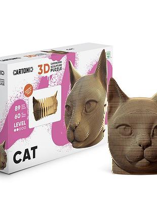 Картонний 3d пазл-конструктор "cartonic 3d puzzle cat" кіт