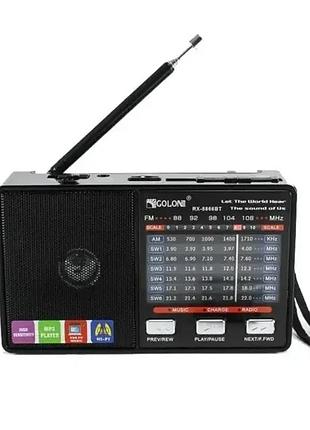 Радіоприймач акумуляторний golon rx 8866 з ліхтариком + bt / fm приймач golon на батарейках usb mp3