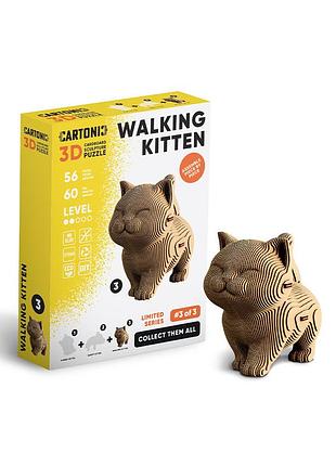 Картонный 3d пазл-конструктор "cartonic 3d puzzle walking kitten" котик 3