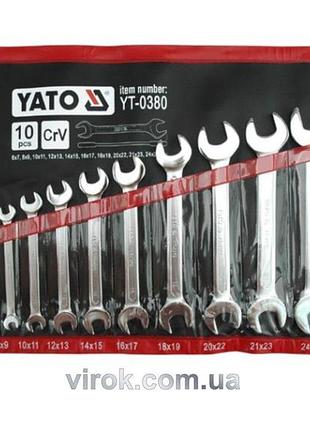 Ключі ріжкові yato : crv, м= 6х7-24х27 мм, набір 10 шт. [6]