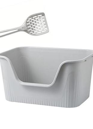 Туалет для кошек taotaopets 262207 gray с лопаткой