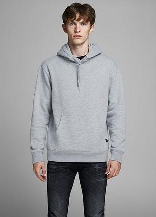 Толстовка jjesoft sweat hood noos 12161145 light grey melange jackandamp;jones l сірий 12161145lightgreymela