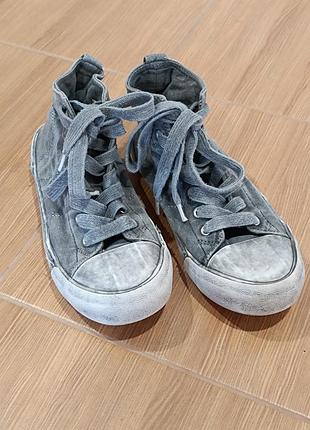 Високі джинсові кеди zara з ефектом потертості для хлопчиків (distressed denim high-tops)