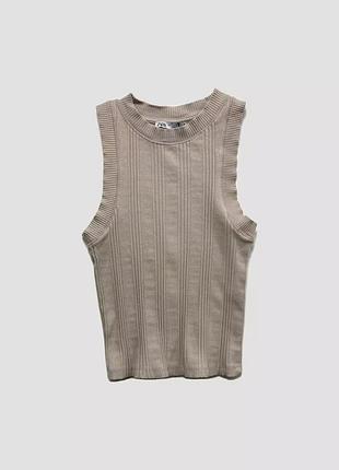 Бежевий топ у рубчик від  zara