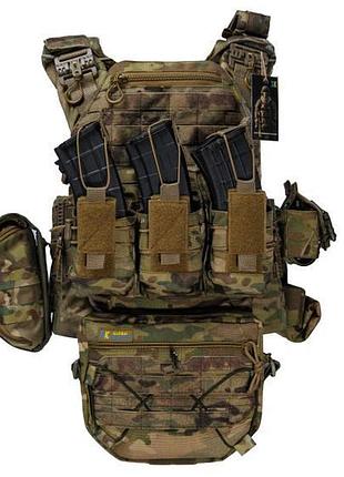 Плитоноска cen.5 bogunka pro с камерами увеличенной площади + интегрированный рюкзак 5 л + 9 подсумков мультикам