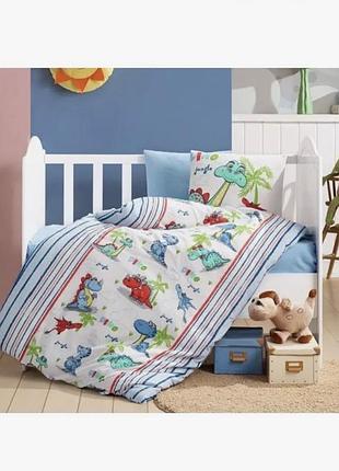 Продам абсолютно нову дитячу постіль cotton box blue dino 120 на 60 фланель бавовна